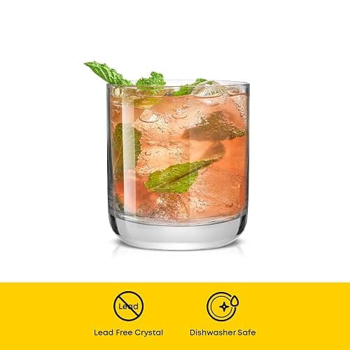 JoyJolt Faye Crystal Whiskey Glasses, Lowball Glasses Set of 6, 10oz Short Glass Tumbler, Double Old Fashioned Rocks Glass for Scotch or Bourbon, Dishwasher Safe Glassware thumbnail 4