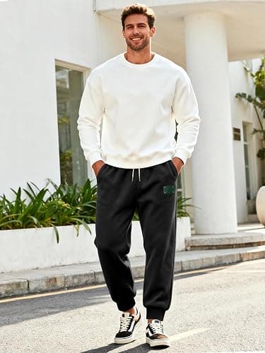 TAFLE Men's Fleece Sweatpants Warm Winter Pants Athletic Drawstring Jogger Pants with Pockets thumbnail 3