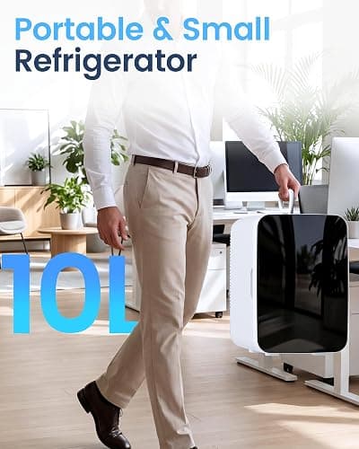 Electactic 10L Compact Mini Fridge, Portable Small Refrigerator, Small Cosmetics Cooler, 2.6 Gal Mini Fridge with AC/DC Adapters for Beverage, Food, Makeup, Bedroom, Office, Dorm, White thumbnail 6