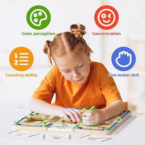 zhiwuzhu 2 in1 Magnetic Color and Number Maze,Wooden Montessori Preschool Learning Activities Toys,Toddler Travel Essentials Toys,3 4 5 Year Old Boy Girl Birthday Gift Toys thumbnail 6