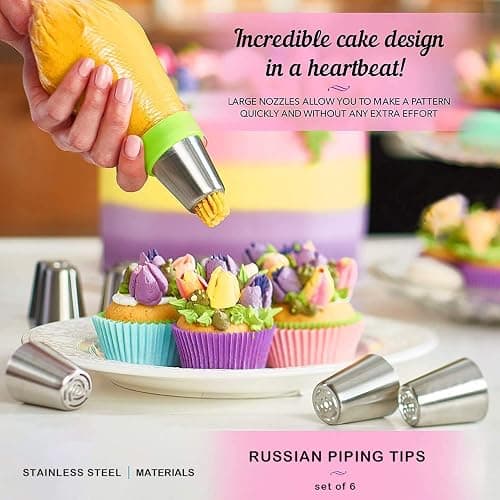 Cake Decorating Supplies Kit 464 Pcs with Non-Slip Cake Turntable and Springform Cake Pans，Icing Piping Tips Set，Chocolate Mould & Muffin Cups，Baking Supplies for Beginners and Cake Lovers thumbnail 4