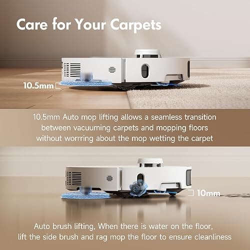 MOVA P10 Pro Ultra Robot Vacuum and Mop, 140°F Water Washing & Drying | 13,000Pa Suction, Dual Spinning Extenable Mop, 10.5mm Lifting for Carpet, 360°Obstacle Avoidance, Voice & App Control thumbnail 5