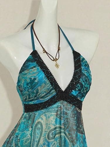 BEAUDRM Women's Leopard Halter Top Y2k Vintage Cheetah Flowy Tie Backless Asymmetrical Tops Party Club Going Out Outfits thumbnail 5