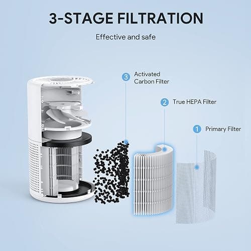 Air Purifiers for Bedroom, FULMINARE H13 True HEPA Filter | Remove Pet Hair, Smoke, Odors，Quiet Air Cleaner With Night Light, Portable Small Air Purifier for Home, Office, Living Room thumbnail 3