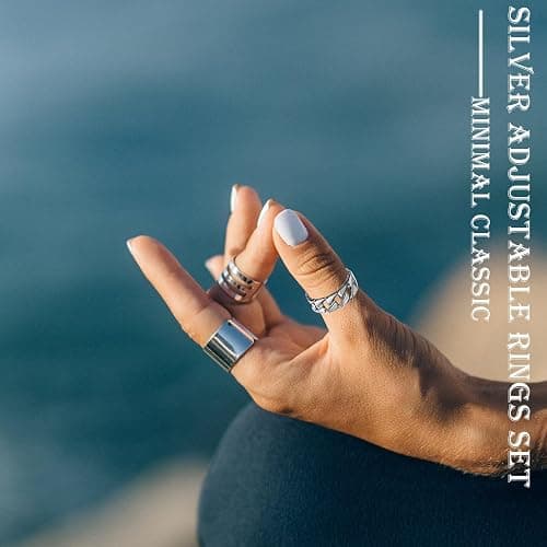 PINCHUAN 17PCS Silver Knuckle Rings for Women Stainless Steel Rings Set Midi Stackable Rings Simple Smooth Finger Rings Silver Adjustable Rings Jewelry Gift thumbnail 5