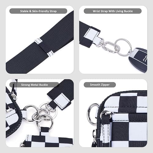 POIUGOYA Nylon Wristlet Wallets, Dual Pouch Keychain Wristlet Wallet, RFID Small Wallet With Coin Pouch,ID Window For Travel thumbnail 7