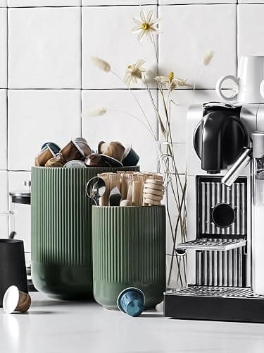 LE TAUCI Utensil Holder, 7.3"+5.4" Ceramic Kitchen Utensil Holder for Countertop, Large Cooking Utensil Crocks for Kitchen Counter, Modern Utensil Organizer for Spatula, Set of 2, Forest Green thumbnail 5