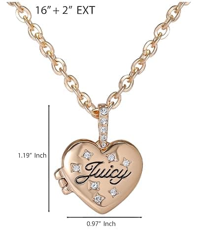 Juicy Couture Logo Heart Necklaces for Women 16-28"+2", Gold-Tone Heart Pendant Necklace, Juicy Gifts thumbnail 6
