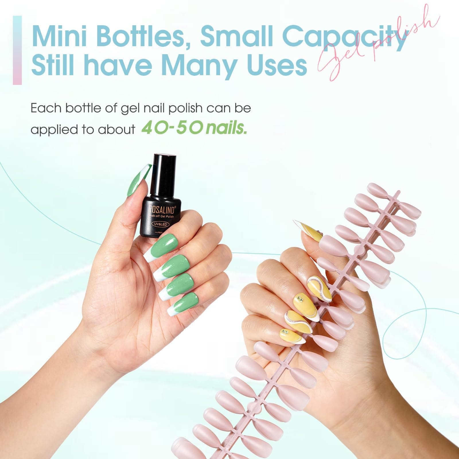 ROSALIND UV Nail Lacquer Set, 36 Stück Gel Nail Lacquer Rosa Violett Blau Grün Orange thumbnail 3