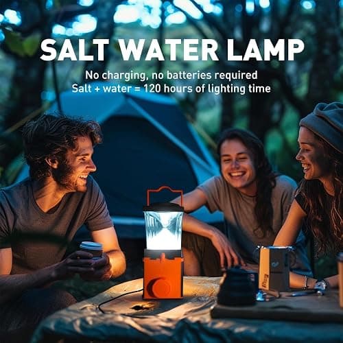 Salt Water Lamp - No Battery Needed, 350LM Brightness, 120-150 Hours Continuous Light, Portable LED Lantern for Fishing, Camping, Yoga & Home Use - FCC, RoHS , CE, Certified thumbnail 3