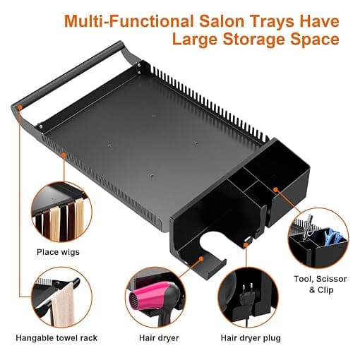 Hairstylist Rolling Cart, Salon Tray Cart on Wheels, Salon Trolley Braiding Hair Rack,Coloring Tray with Holder, Rolling Tool Trolley Hairstylist Station Organizer thumbnail 3