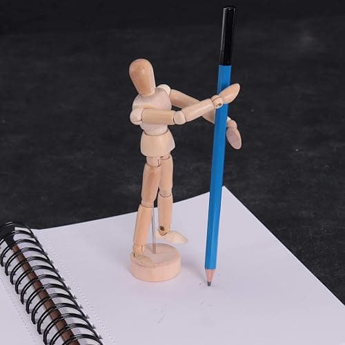 US Art Supply® Wood Artist Drawing Manikin Articulated Mannequin with Base and Flexible Body - Perfect for Drawing The Human Figure (5" Male) thumbnail 2