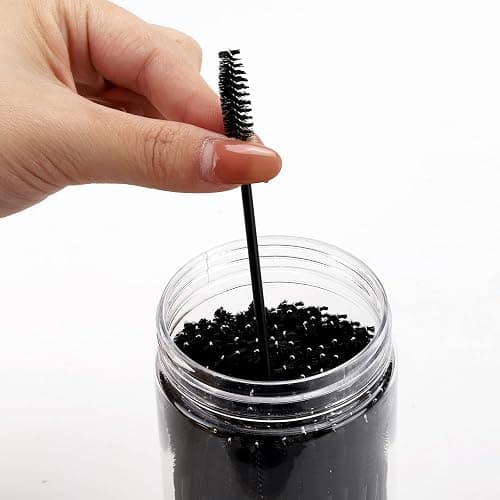 100 Pcs Disposable Mascara Wands, Eyebrow Spoolies Brush for Eyelash Extensions, Lash Brushes with Container (Black) thumbnail 4