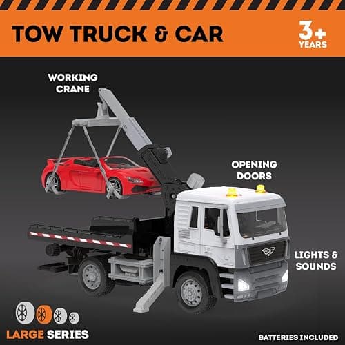 Driven by Battat – Toy Tow Truck for Kids – Rescue Vehicle Toy – Lights & Sounds – Movable Parts – 3 Years + – Tow Truck, 20 inches thumbnail 4