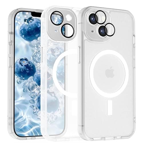 YUANDMI iPhone 13 Hülle, Hanyhülle iPhone 13 Magnetisch Leicht Dünn Matte Touch Kameraschutz, Kratzfeste Anti-Gelb rutschfest Kratzfest Schutz Stoßfest Hülle für iPhone 13 Transparent Weiß - Image 1