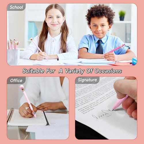 YOXMJDB Pink Pens for Women, 6 Pcs Cute Pens Ballpoint Pen Bulk, 1.0mm Medium Point Black Ink, Office and School Supplies Fancy Nice Pen Gifts for Girls Nurse Teacher (Pink) thumbnail 6
