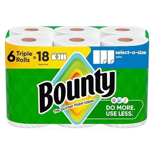 Bounty Select-A-Size Paper Towels, White, 6 Triple Rolls = 18 Regular Rolls (3 Packs of 2) - Image 1