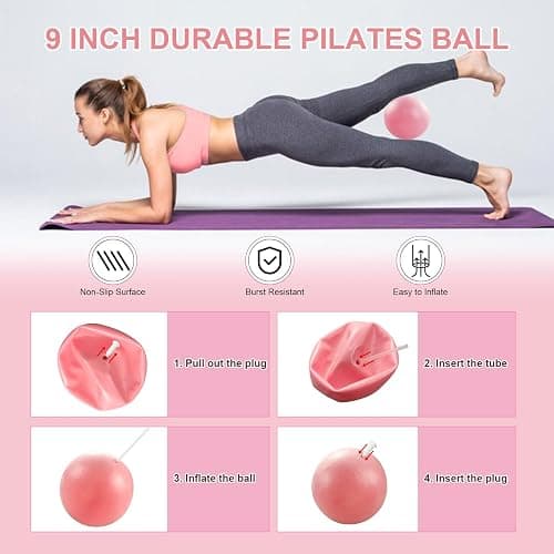 KANGFITER Pilates Equipment Kit for Home Workout, Pilates Ring and Ball Set with Adjustable Ankle Wrist Weights, Resistance Bands, Tape Measure, Bag, Pilates Essentials Accessories for Women Yoga thumbnail 6
