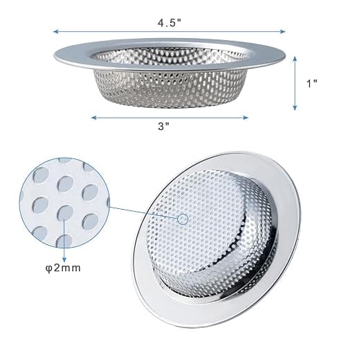 Honmein 2 Pcs Sink Strainer for Most Kitchen Sink Drain Basket, Upgraded Double-Layer Safe Design Kitchen Sink Strainer (Outer Diameter 4.5 Inch) - Silver(2 Pcs) thumbnail 2