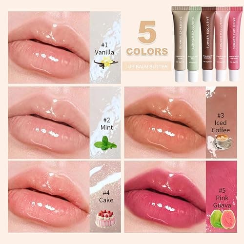 5 Color Summer Exclusive Lip Balm Butter,Tinted Lip Balm,Nourishing Lip Gloss with Natural Ingredients for Women and Girls,Soothes & Softens Dry Lips,Lip Care Gift Set for Birthday Christmas. thumbnail 4