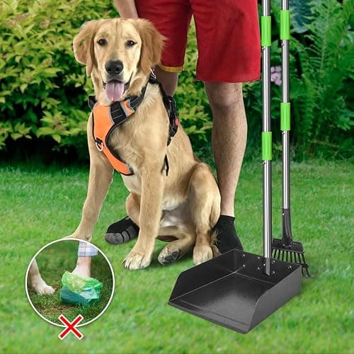 TOOGE Larger Pooper Scooper for Large Dogs, Dog Pooper Scooper for Large Medium Small Dogs Long Handle Stainless Metal Tray and Rake Set Heavy Duty thumbnail 6