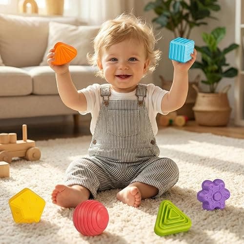 Aprilwolf Montessori Toys for 1 Year Old, Cube & 6 Sensory Shape Blocks, Baby Toys 12-18 Months, Developmental Infant Birthday Gifts for Learning Toddler Age 1 2 3 thumbnail 7