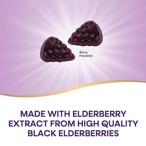 Nature’s Way Sambucus Elderberry Immune Support Gummies for Kids & Adults* with Black Elderberry Extract, Vitamin C, Vitamin D3, and Zinc, 60 Gummies (Packaging May Vary) thumbnail 3
