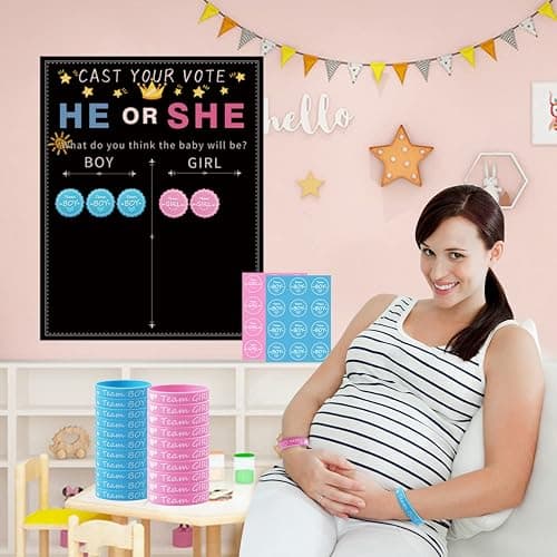 93 Pcs Gender Reveal Party Deko, Geschlecht Verkünden 1 Stück Abstimmung Poster 72 Stück Offenbaren Aufkleber 20 Pcs Team Girl or Boy Deko Silikon Armbänder für Gender Reveal Baby Shower Party - 93pcs thumbnail 5
