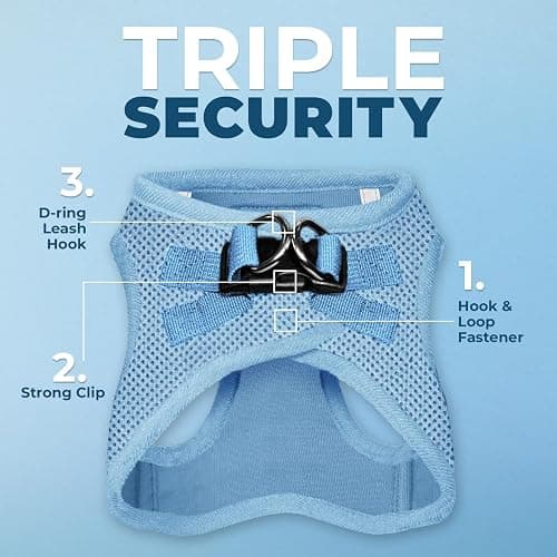 Best Pet Supplies Voyager Step-in Air All Weather Mesh Harness and Reflective Dog 5ft Leash Combo with Neoprene Handle, for Small, Medium and Large Breed Puppies - Baby Blue, XXX-Small thumbnail 2