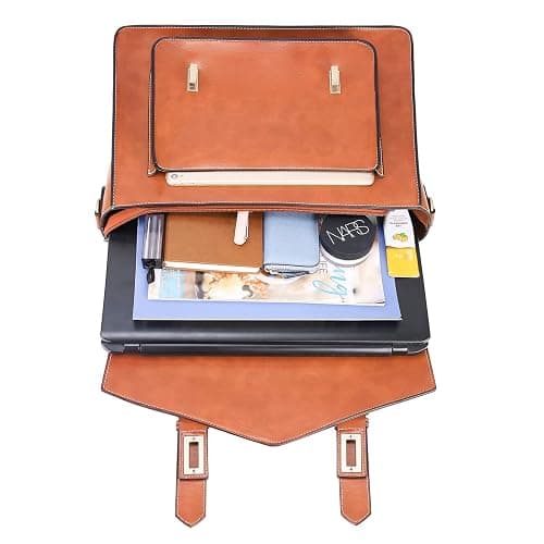 ECOSUSI Backpack for Women Briefcase Messenger Laptop Bag Vegan Leather Satchel Work Bags Fits 15.6 inch Laptops, Brown thumbnail 8