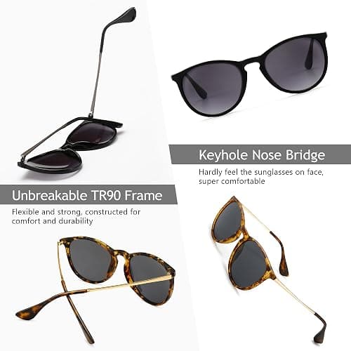 SUNGAIT Premium Vintage Round Sunglasses for Women Men Classic Retro Trendy Style thumbnail 3