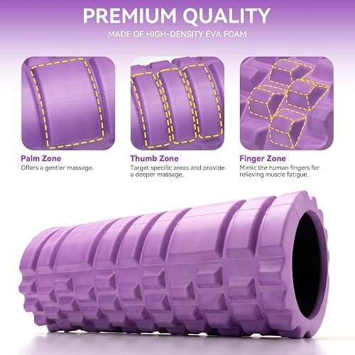 Krightlink Foam Roller for Muscle Massager, Patented 13" High Density Exercise Roller for Muscle and Myofascial Trigger Point Release, Yoga, Back Roller for Fitness, Yoga (Purple) thumbnail 2