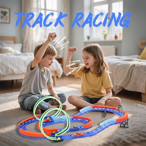 Insgen Slot Car Race Track Set with 2 High-Speed Cars,Racing Game with 2 Controllers, Electric Remote Control Track Car, Learning Toy for Boys and Girls Ages 3-12, Gift for Kids(Medium) thumbnail 7