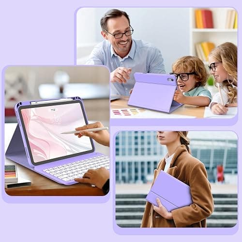 Ynaize for iPad 11th 10th Generation Case with Keyboard - Magnetic Wireless Detachable Keyboard Case Stand Folio Cover with Pencil Holder for iPad 11 inch A16 2025 & 10th Gen 10.9 inch 2022 (Purple) thumbnail 8
