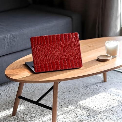 KEROM Crocodile Case for MacBook Pro 14 Inch 2024-2021 M4 M3 M2 M1 Pro/Max Chip A3112 A3185 A3401 A2918 A2992 A2779 A2442, Aligator Skin Snakeskin PU Leather Hard Shell & Keyboard Cover, Burgundy thumbnail 7
