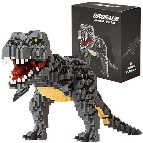 Aigidusansu Jurassic Dinosaur Micro Building Blocks, 1530pcs Velociraptor Tyrannosaurus Rex DIY Mini Diamond Blocks Bricks Toy Dinosaur for Boys Age 8-12 9 10 11 12 13 14 15 16 Teens Adults - Image 1