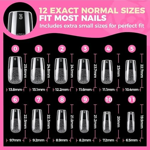 UNA GELLA Square Fake Nails, 504pcs Gel Nail Tips Clear Press on Nails Pre-shape for Full Cover Square Nails French False Nails For Nail Extension Nail Art Home DIY 12 Sizes False Gelly Tips thumbnail 8