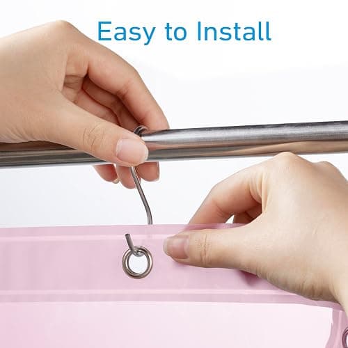 EHZNZIE Shower Curtain Liner Light Weight PEVA, Shower Liner 72x72 Inches, Waterproof, No Chemical Smell with 12 Rust Proof Metal Grommets for Bathroom Shower Curtain, Pink thumbnail 5