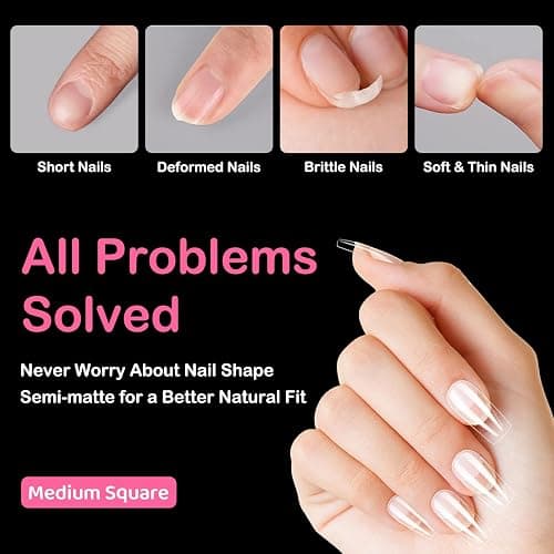 Diboniur 550 Pièces Capsule Americaine Ongle Carré, Faux Ongles Moyen | Capsules en 11 tailles, idéales pour débutantes et manucure DIY rapide à la maison, effet naturel et couverture totale thumbnail 6