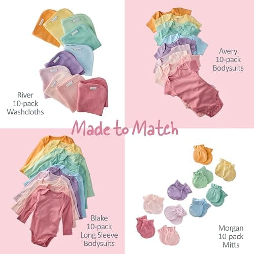 Butterblu Baby Avery 10-pack Short Sleeve Bodysuits​ 100% Organic Cotton for Baby Boys​ & Girls thumbnail 6
