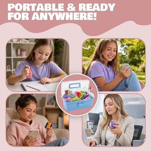 DIY Squishy Making Kit -14 TPR Skin,Stress Ball Making kit with Storage Box | Skins include (Stress Ball,Milk bottle,Ice Cube,Cat Paw),Make Your own Squishy,Crunchy Stress Ball For stuff for girls 10-12 thumbnail 6