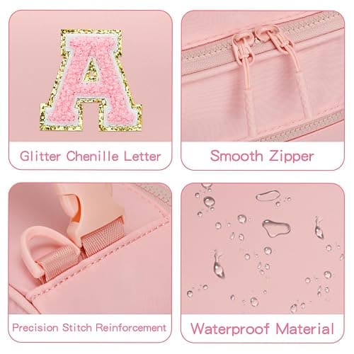 CLOUDWINGS Initial Insulated Lunch Bag for Girls Kids, Back to School Gift, Reusable Leak-proof Lunch Box with Adjustable Strap for School Daycare Travel Picnic (Pink,A) thumbnail 7