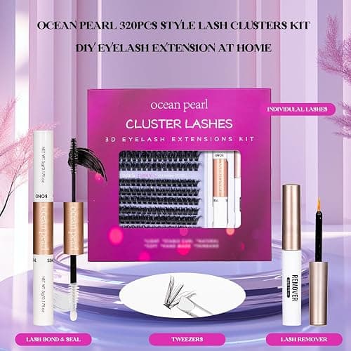 Ocean Pearl Lash Clusters 320pcs 3D Thick Lash Clusters kit 60D+80D Lashes,Eyelashes,Lash Extension Kit,Eyelash Clusters with Lash Bond&Seal&Remover&Tweezers,Lashes Clusters Eyelash Extensions Kit thumbnail 9