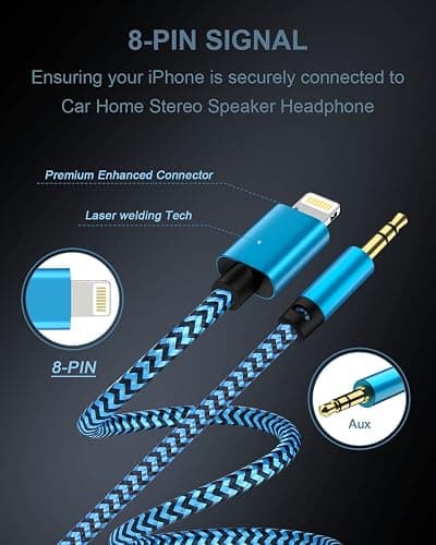 [2Pack/3.3ft] Lightning to 3.5mm iPhone Aux Cord, [Apple Mfi Certified] iPhone Aux Audio Cable for Car Home Stereo Speaker Headphone Compatible with iPhone 14 13 12 11 Pro Max Mini XR XS 8 iPad iPod thumbnail 3