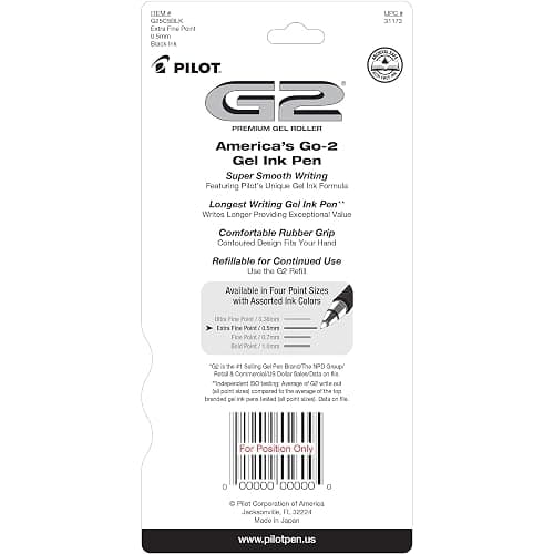 PILOT G2 Premium Refillable and Retractable Rolling Ball Gel Pens, Extra Fine Point, Black Ink, 5-Pack (31173) thumbnail 3