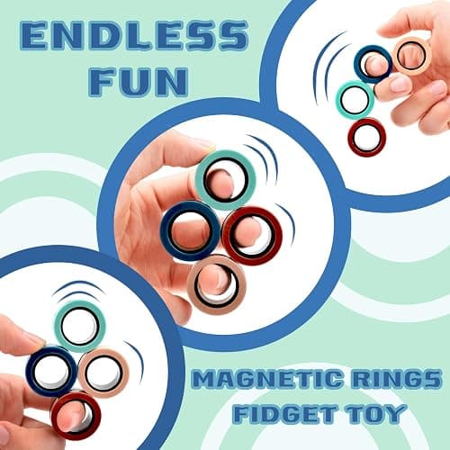 Cevioce 12 PCS Magnetic Ring Fidget Toys Set,ADHD Anxiety Magnetic Finger Spinner Pack for Teens Adults and Kids,Coolest Magnet Stress Relief Toy for 8+ Year Old Boys Girls Present thumbnail 4