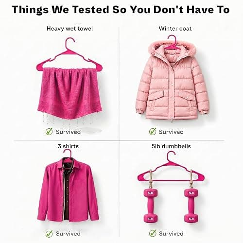 The Boring Hangers Pink Plastic Hangers 22 Pack - 10 lb Heavy Duty Pink Plastic Clothes Hanger Set - 0.20" Slim & Space Saving Girls Room Closet Organizer Coat Hangers, Dorm Room Essentials thumbnail 7
