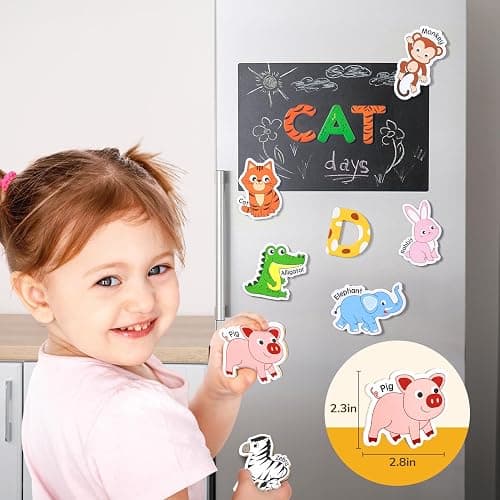 JoyCat Wooden Fridge Magnets for Toddlers – 26 Cute Animals & Uppercase Letters, Large Refrigerator ABC Alphabet Magnets Set for Kids, Preschool Learning Spelling Alphabet Gifts Toy for Ages 2+ thumbnail 6