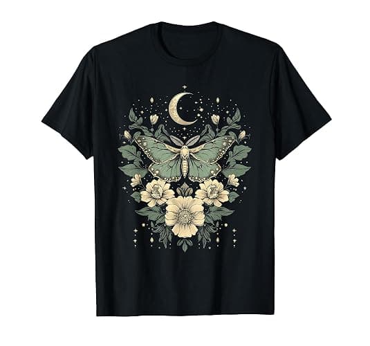 goblincore Moth and Butterfly moonphases Flowers cottagecore T-Shirt - Image 1