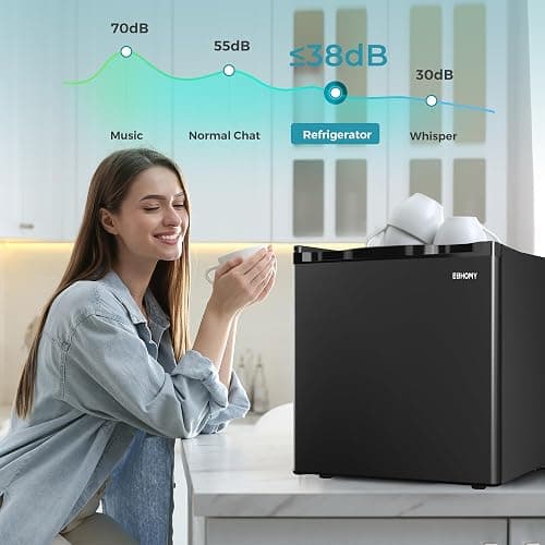EUHOMY 1.7 Cu.Ft Mini Fridge with Freezer, Reversible Single Door Compact Refrigerator, Adjustable Thermostat, Energy Saving, Mini Fridge for Bedroom, Office, Dorm, Black thumbnail 8